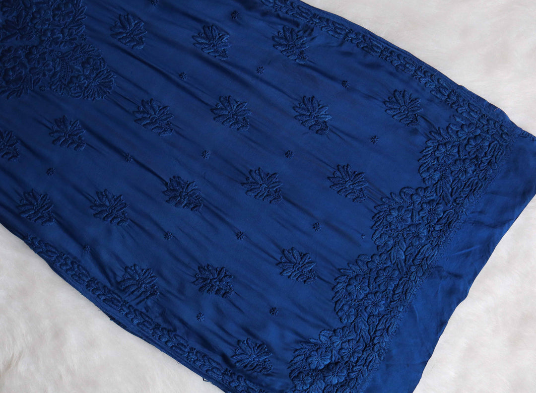 Zamdah Royal Blue Luxe Muslin Kurta