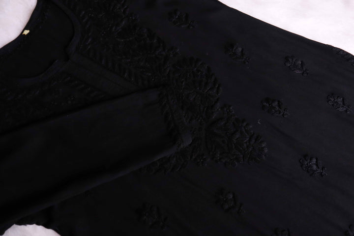 Aayat Black Long Rayon kurta