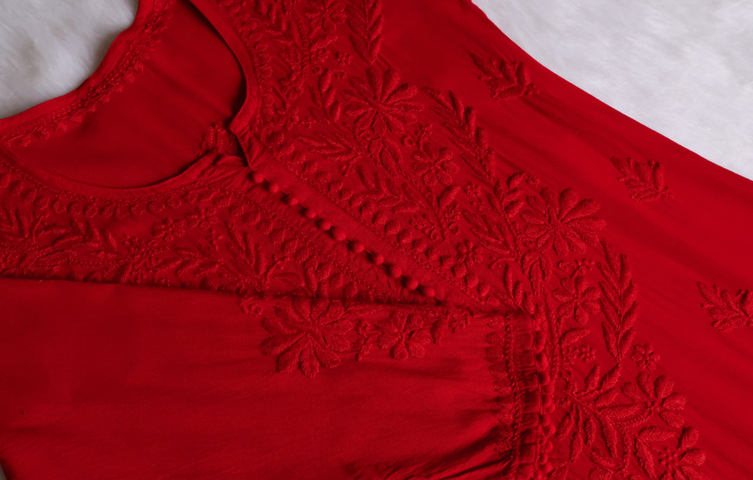 Enaara Red Potli Button Rayon set