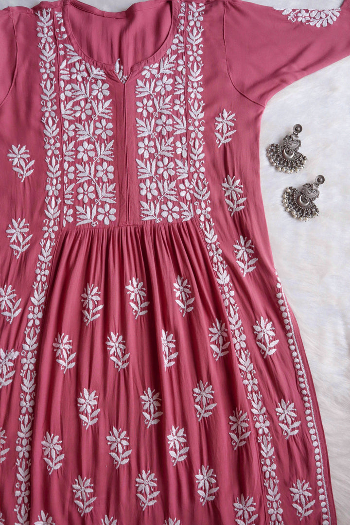 Ayesha Mauve Pink Nyra Cut Rayon Kurta