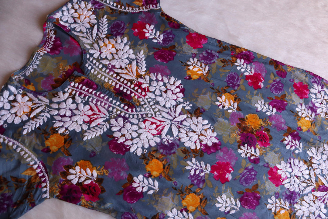 Ishra Dusty Purple Pure Mulmul set