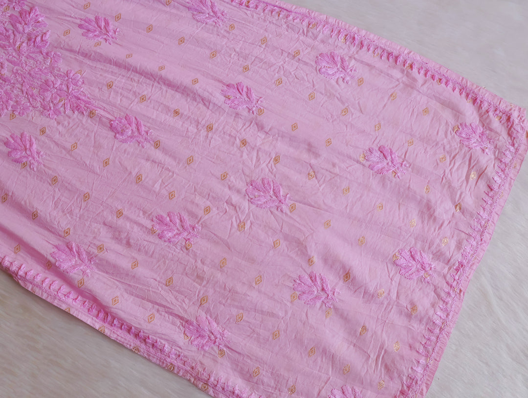 Nazakat Baby Pink Long Chanderi Kurta
