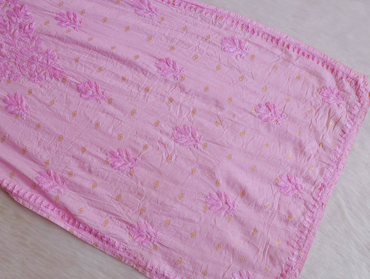 Nazakat Baby Pink Long Chanderi Kurta