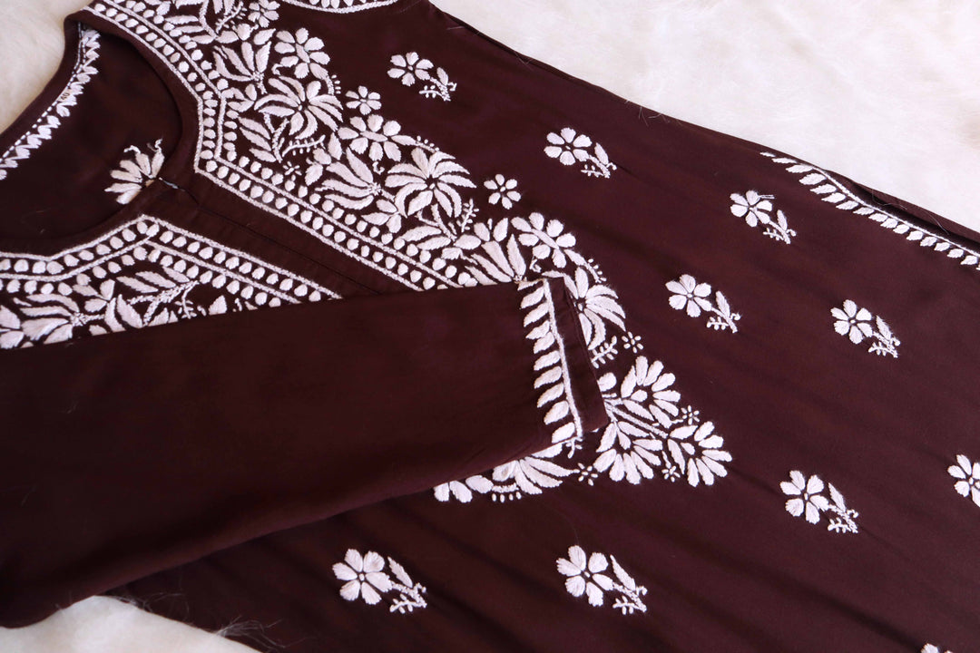 Zainab Chocolate Brown Rayon Kurta Pant set