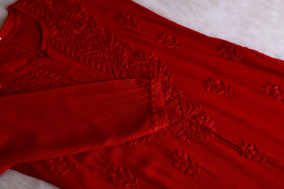 Amirah Red Long Rayon Kurta