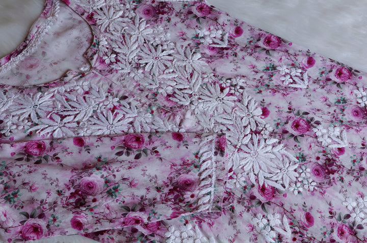 Gulbahaar Purple Floral Long Rayon kurta