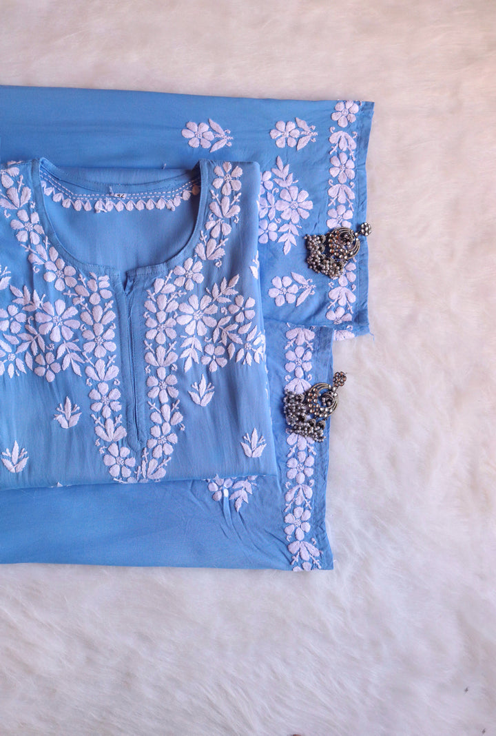 Naila Ice Blue Rayon Kurta Pant set