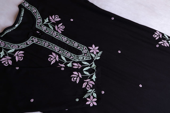 Gul Kashmiri Black & Lavender Modal Kurta Set