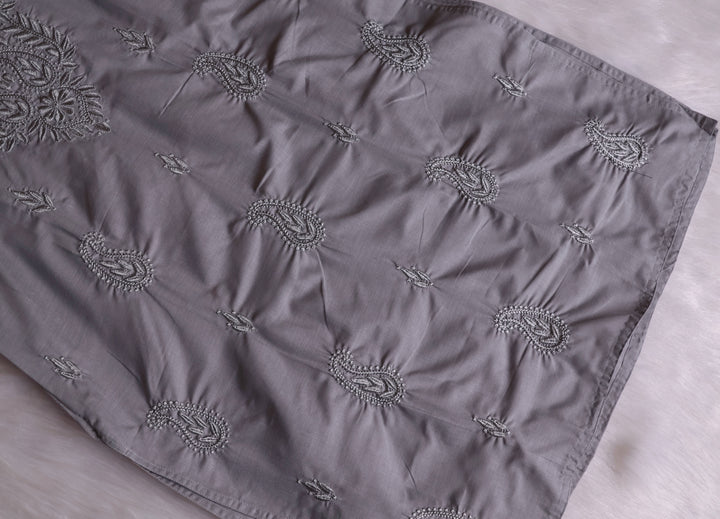 Zahra Grey Cotton Kurta - Noor Chikankari