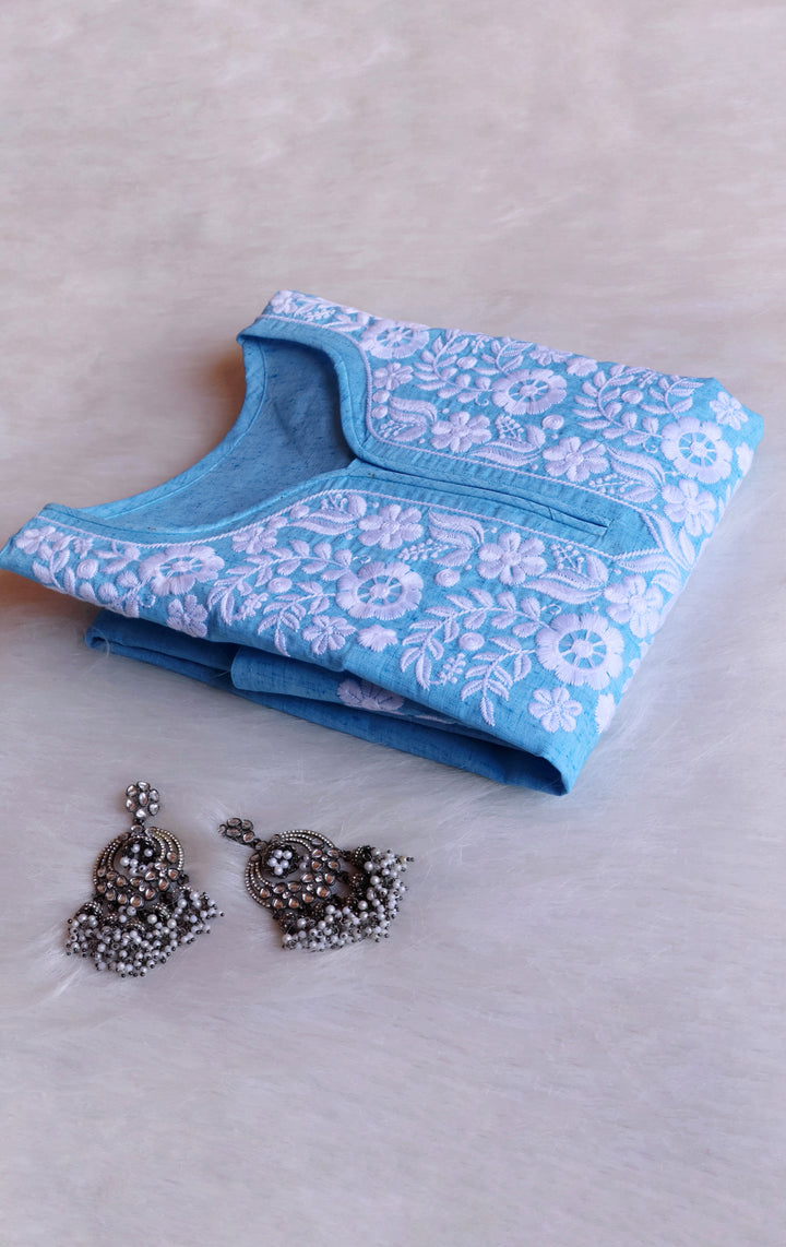 Taraa Sky Blue Cotton Kurta