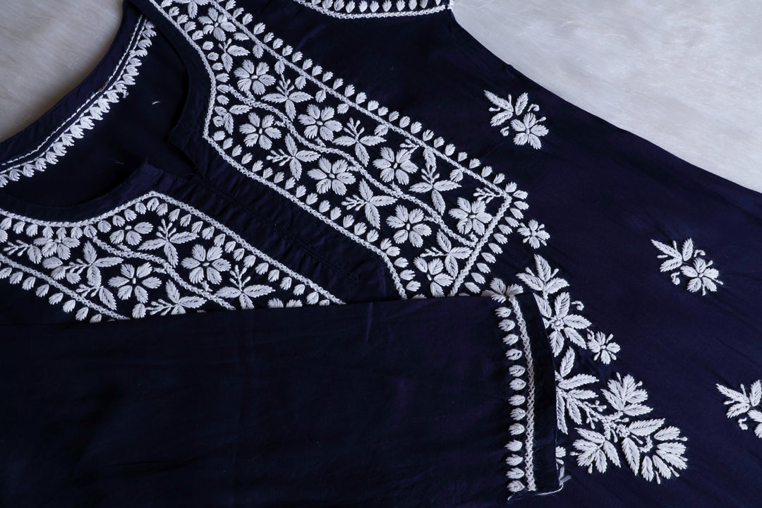 Waliya Navy Blue Cotton Kurta