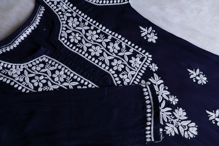 Waliya Navy Blue Cotton Kurta