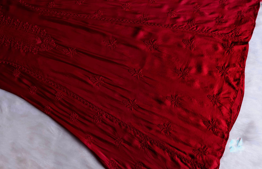 Mehr Maroon Modal Silk Dress