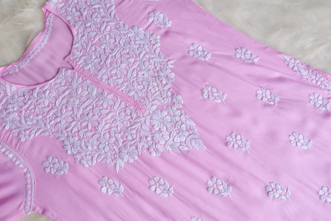 Safaa Baby Pink Long Modal Kurta