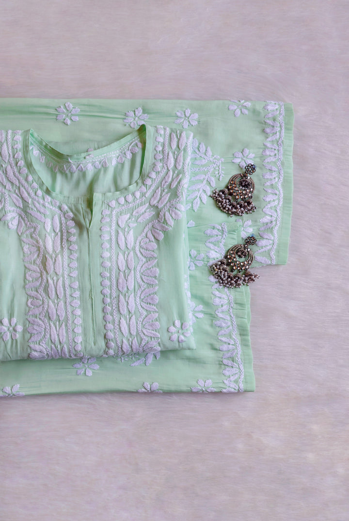 Anaisha Pastel Green Silk Crepe Kurta set