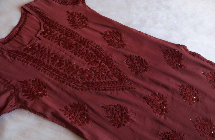 Jannat Chocolate Brown Chanderi Mukaish Kurta