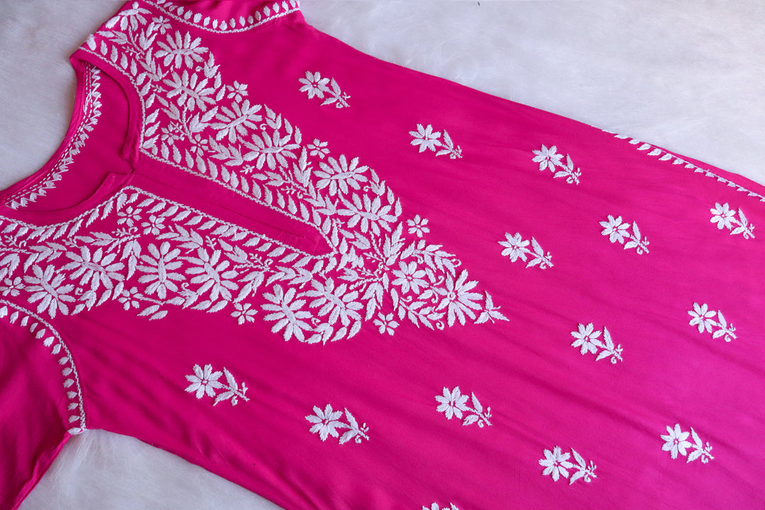 Aayat Hot Pink Long Rayon kurta