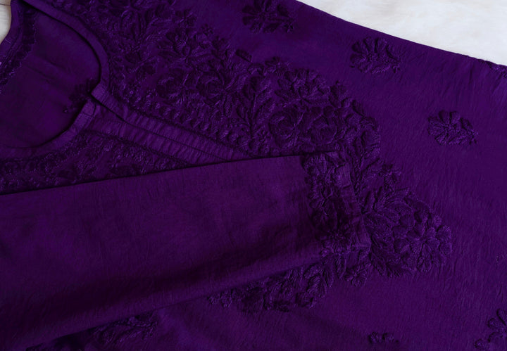 Meerab Deep Purple Pure Chanderi set