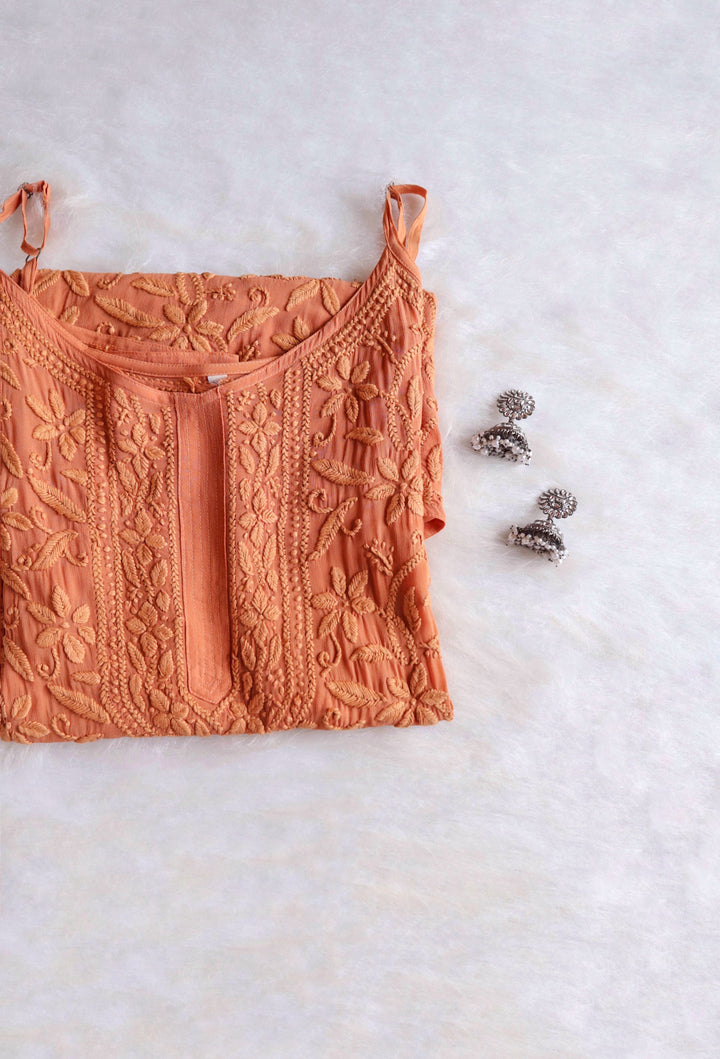 Mehr Rose Brown Viscose Strappy Kurta