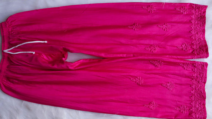 Zimra Luxe Deep Pink 3 Piece Pure Chanderi set
