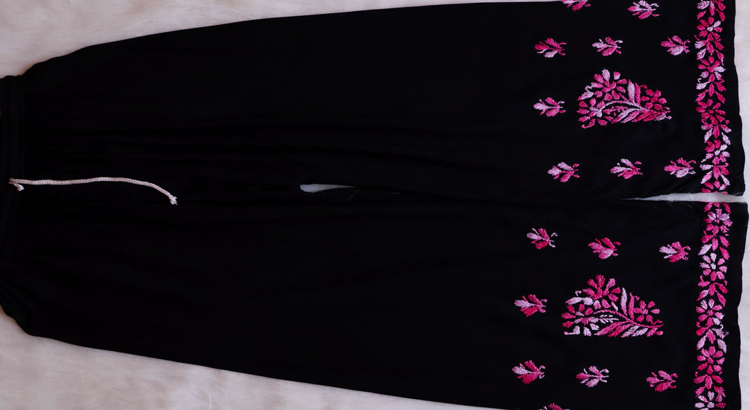 Noora Black & Deep Pink Rayon Kurta Pant set