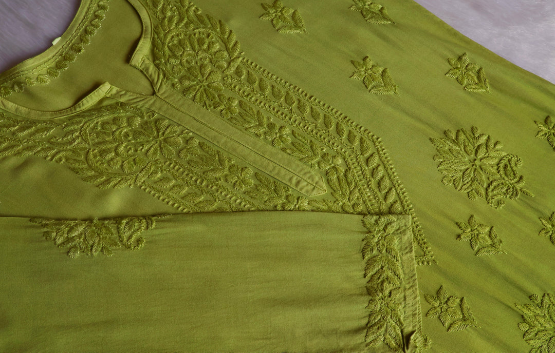 Nagma Olive Green 2 piece Rayon set