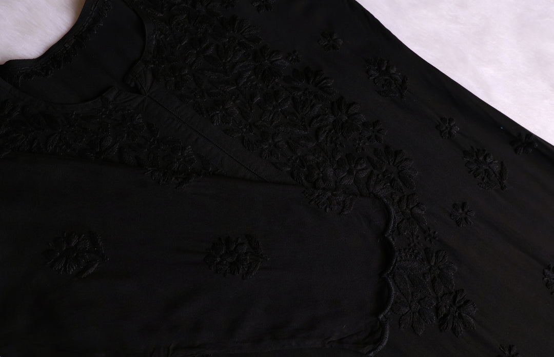 Alishba Black Scalloped Rayon set