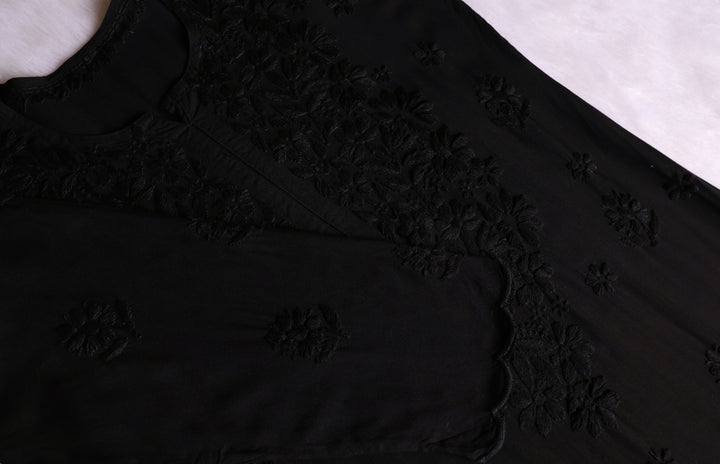 Alishba Black Scalloped Rayon set