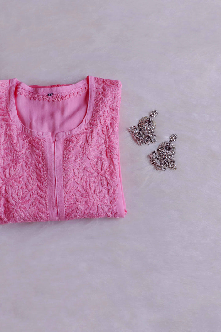 Amirah Baby Pink Ombre Long Rayon Kurta