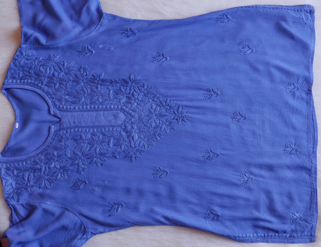 Nora Ice Blue Short Rayon Kurta