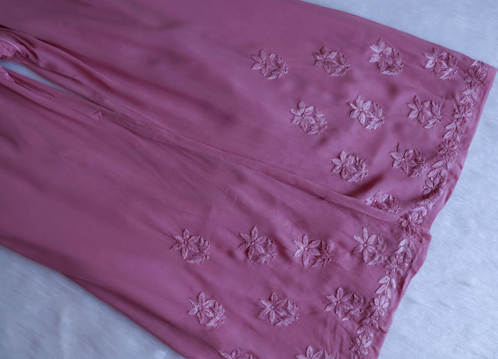 Zimra Dusty Purple Viscose Sleeveless Set - Noor Chikankari
