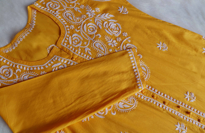 Gul Yellow & White Cotton Kurta