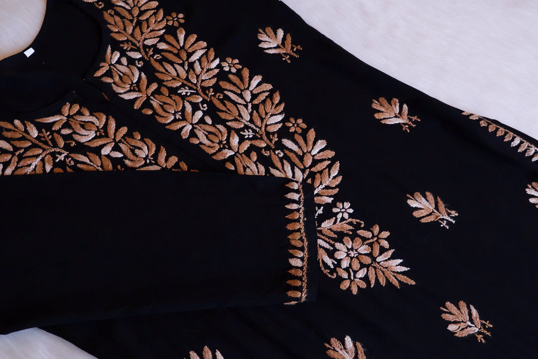 Sanam Black & Beige Ombre Long Rayon Kurta