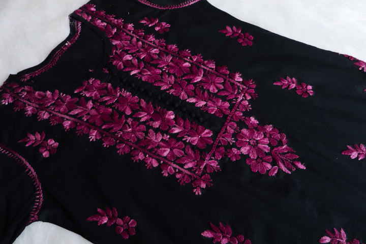 Gul-e-Jahaan Black & Plum Cotton Kurta