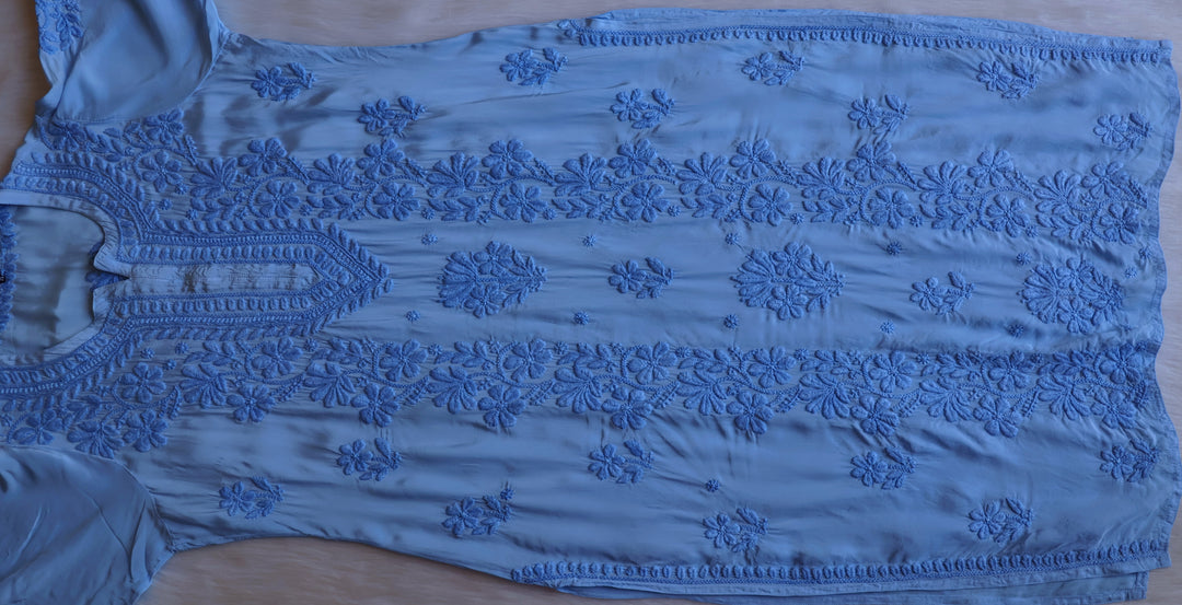 Haya Ice Blue Pure Crepe Kurta