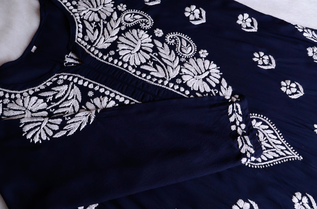 Mahnoor Navy Blue Long Modal Kurta