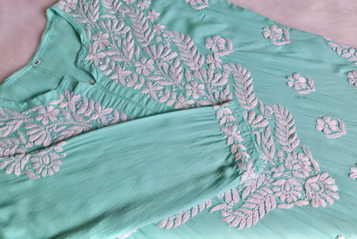 Mahnoor Mint Green Long Modal Kurta