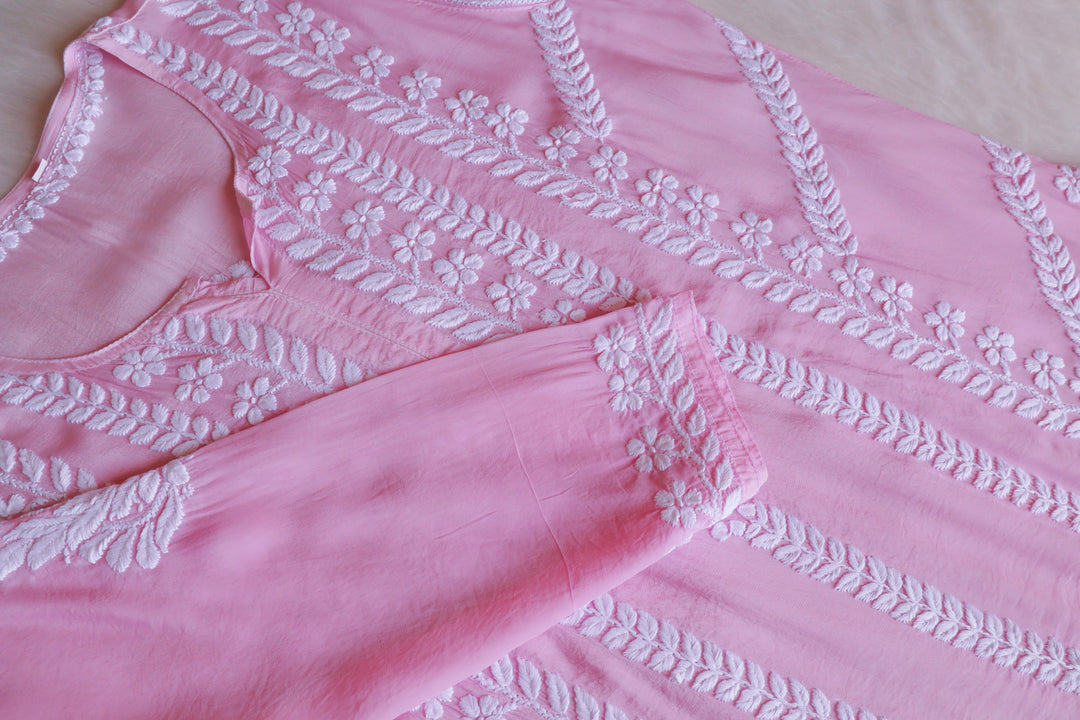 Hanaa Baby Pink Crepe Silk Kurta