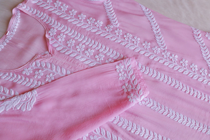 Hanaa Baby Pink Crepe Silk Kurta