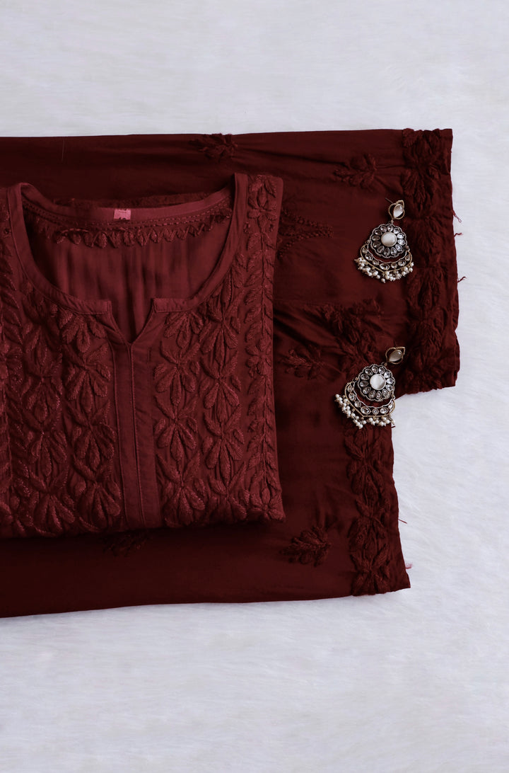 Duaa Chocolate Brown Modal Ombre Kurta Pant set