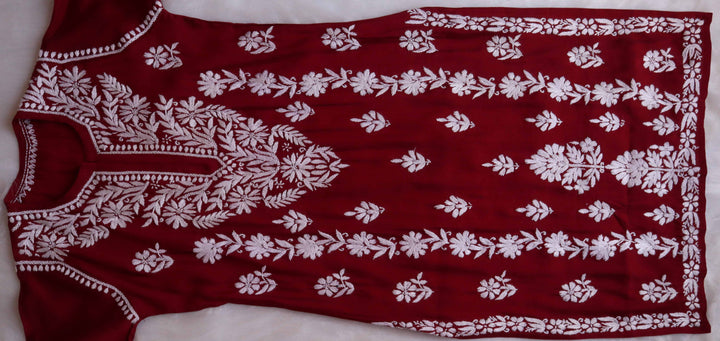Saman Maroon & White Muslin Kurta