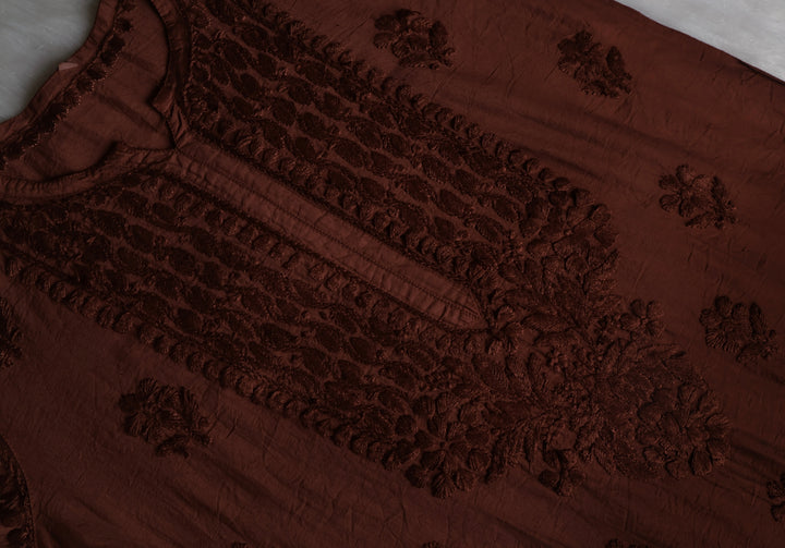 Dilnoor Chocolate Brown Chanderi Ombre Kurta