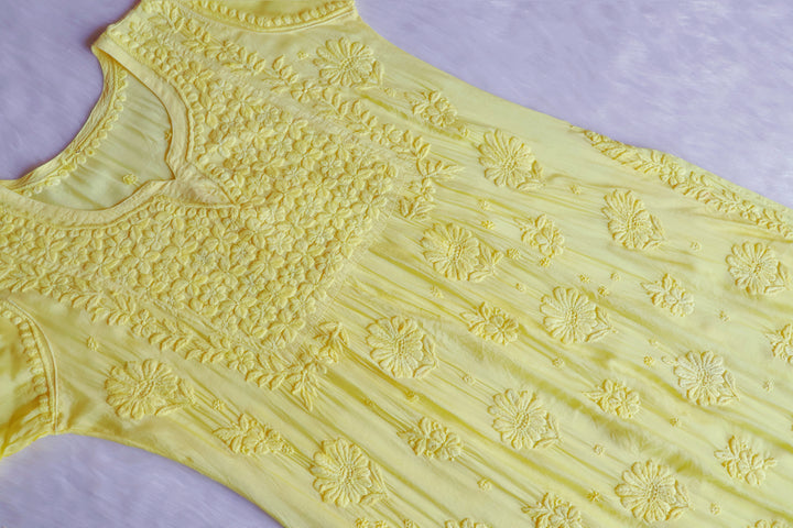 Hoor Pastel Yellow 10D Pure Muslin Kurta Set
