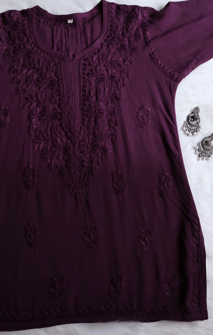 Farhaa Smoky Purple Short Rayon Kurta