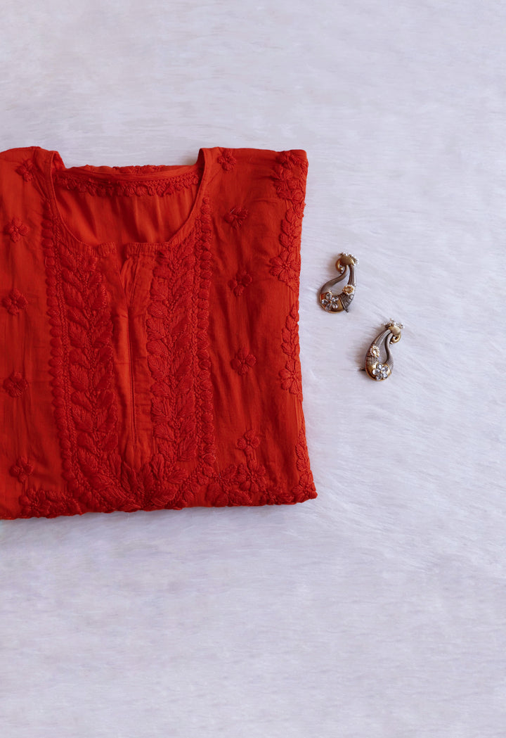 Saba Rust 3D Pure Cotton Kurta