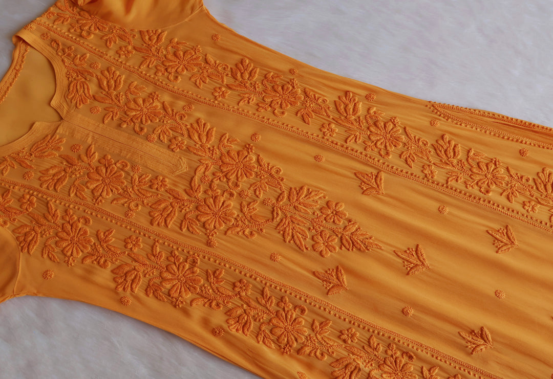 Mahnoor Mustard Viscose Georgette Kurta