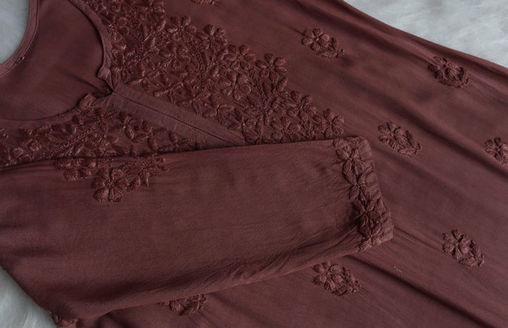Azel Rose Brown 2 piece Rayon set