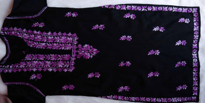 Gul-e-Jahaan Black & Deep Purple Cotton Kurta