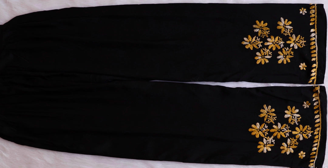 Sanam Black & Yellow Noodle Strap 3 Piece Kurta set - Noor Chikankari