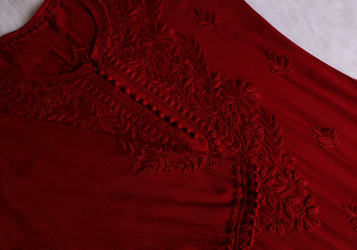 Enaara Maroon Potli Button Rayon set